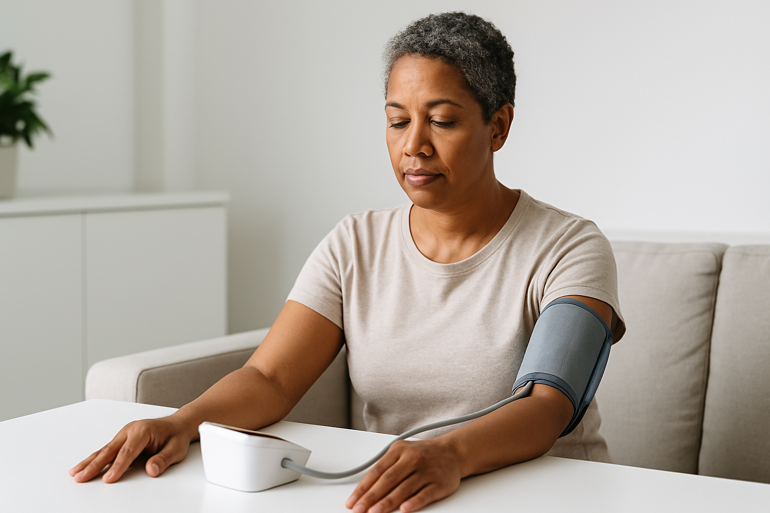 Effective Hypertension Treatment: Managing High Blood Pressure Symptoms Safely: adult using a correctly positioned upper