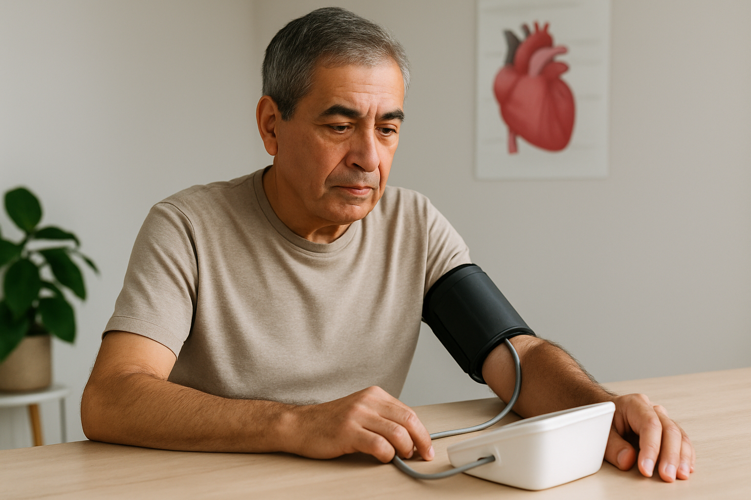 High Blood Pressure Hypertension: adult using a correctly positioned upper-arm blood pressure cuff