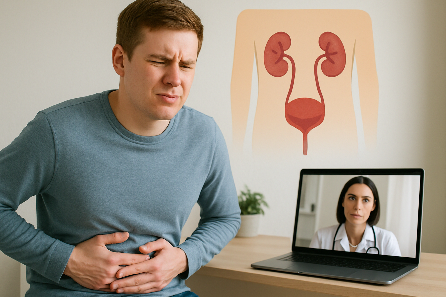 How Quickly Can You Access UTI Treatment Online in Nevada?: educational visual of lower abdominal discomfort and the uri