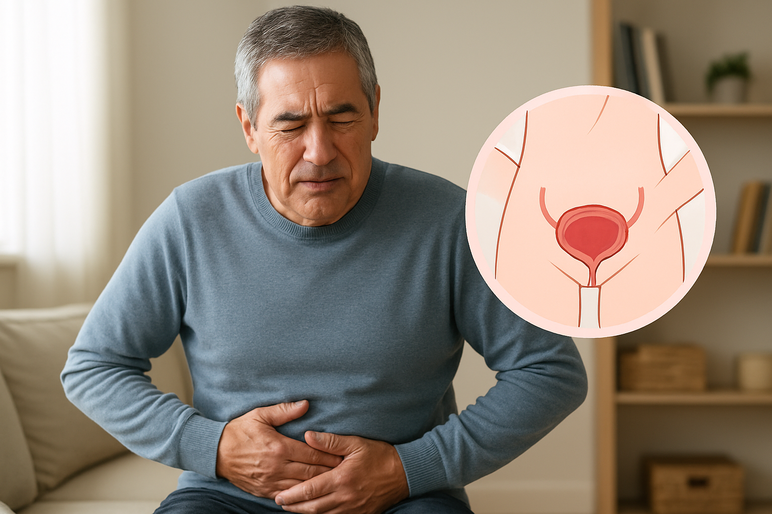 Uncomplicated vs Complicated UTI: Online Treatment: educational visual of lower abdominal discomfort and the urinary tra